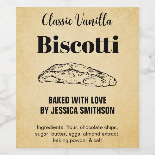 Biscotti Personalizado etiqueta BIS003bwn (Rótulo Único)
