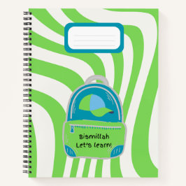 "Bismillah verde vamos aprender!" Caderno