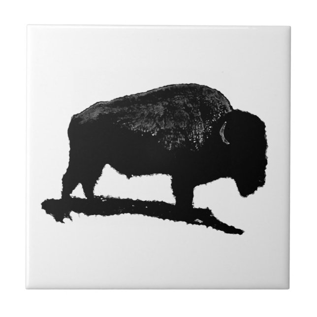 Bison Buffalo Silhouette Azulejo (Frente)