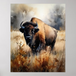 Bison Woodland Animal Art Impressão