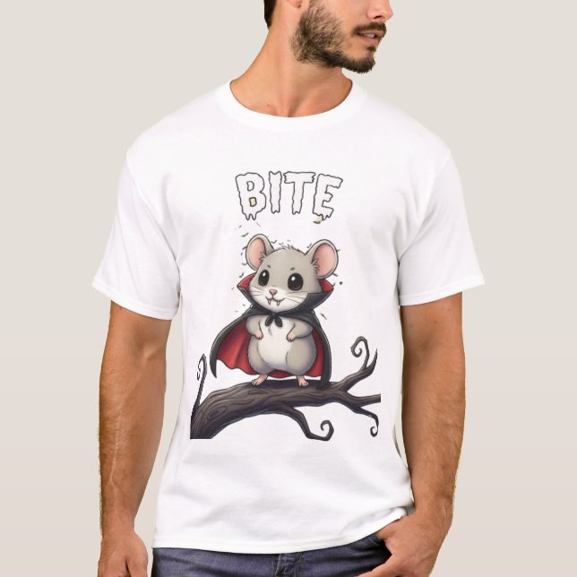 Bite – Camiseta TinyFur de Rato Vampiro para o Hal (Frente)