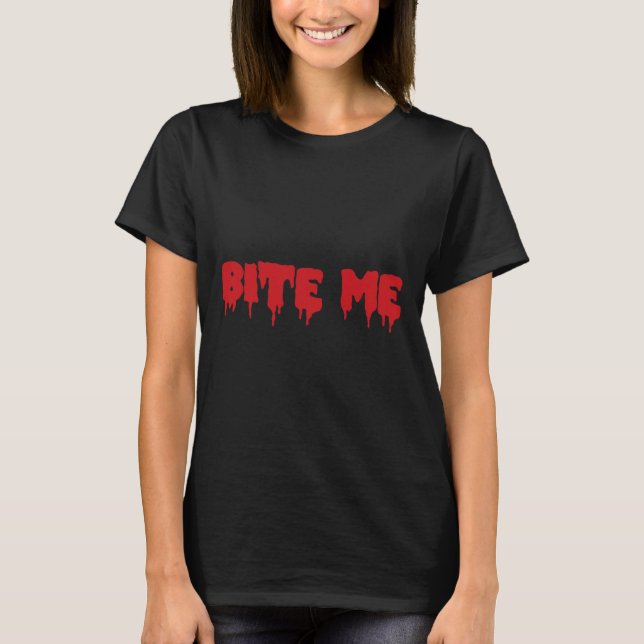 Bite-Me Camisa Vampiro Vermelho Sanguíneo Gótico B (Frente)