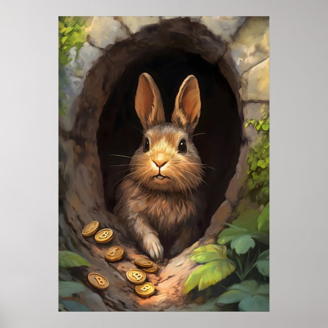 Bitmoney Rabbit Hole Crypto Poster (Frente)
