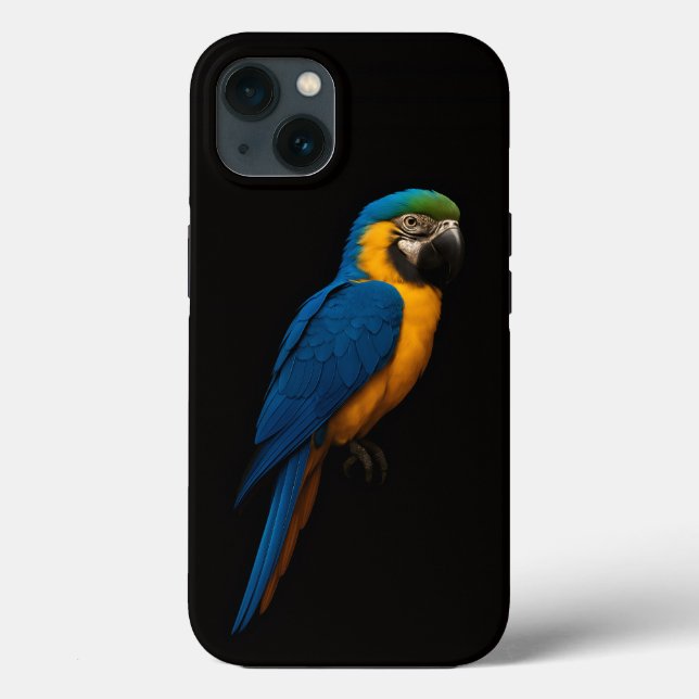 Black 4 Luxe iPhone 13, Blue Yellow Macaw (Verso)