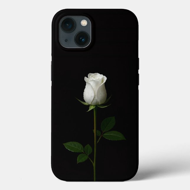 Black 4 Luxe iPhone 13, Pure White Rose (Verso)