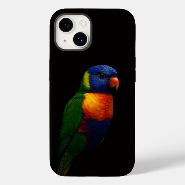 Black 4 Luxe iPhone 14 Case-Mate, Lorikeet Parrot (Verso)