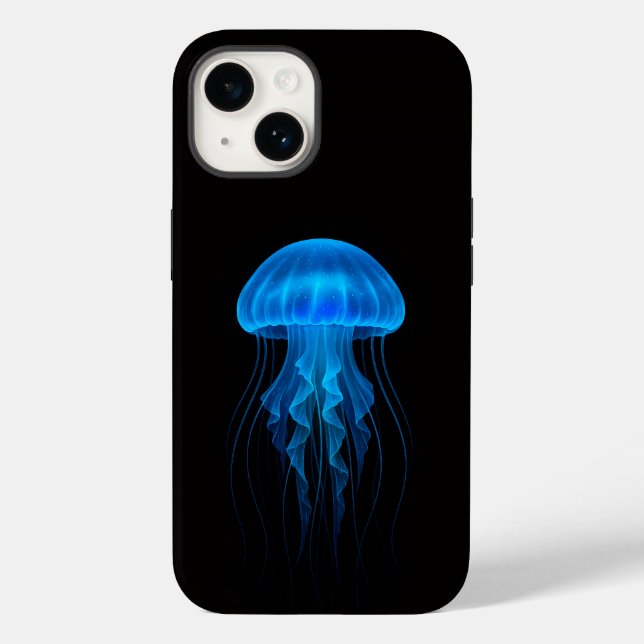 Black 4 Luxe iPhone 14 Mate, Água-Viva Neon Azul (Verso)