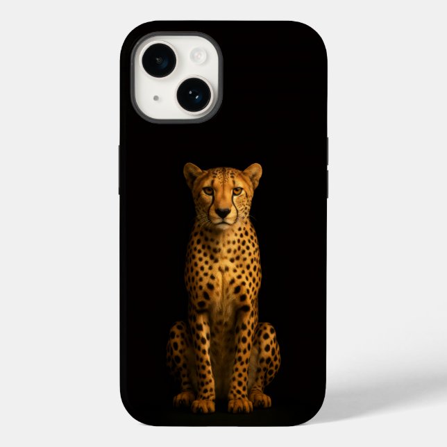 Black 4 Luxe iPhone 14 Mate, Sleek Cheetah (Verso)