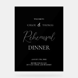 Black Acrylic Rehearsal Dinner Welcome Sign