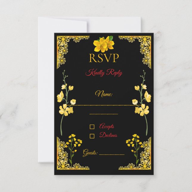 Black and Gold RSVP Card (Frente)