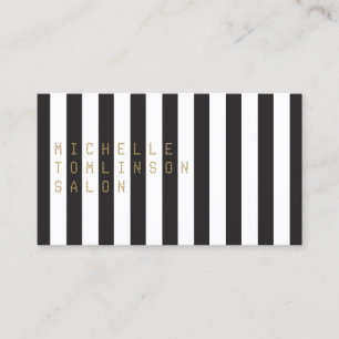 Black and White Stripes Salon Cartão de visita