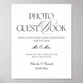Black and White Wedding Photo Guest Book Poster