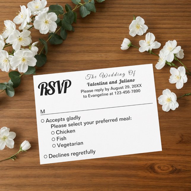 Black and White Wedding RSVP (Typography style black and white wedding RSVP)