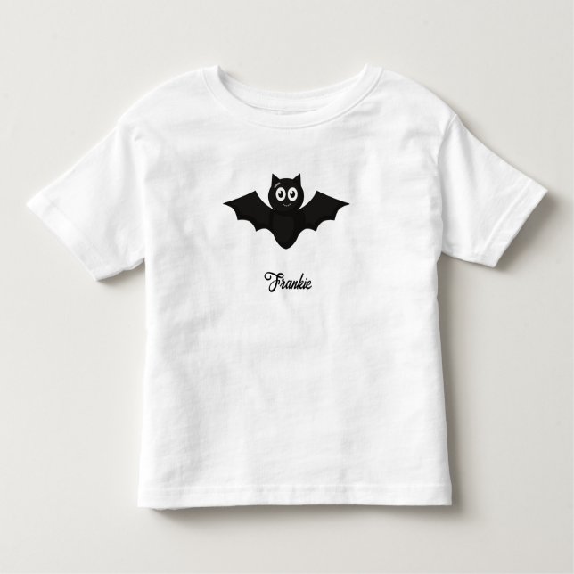 Black Bat Personalised Name Toddler T-shirt (Frente)