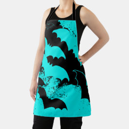 Black Bats In Flight Teal