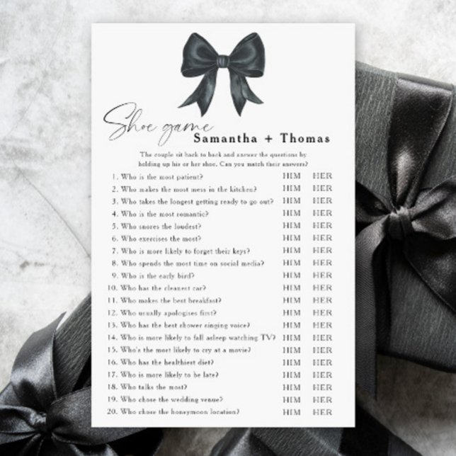 Black bow bridal shower Shoe game (Criador carregado)