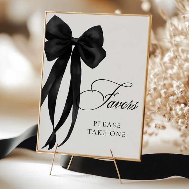Black Bow Favors Table Sign Poster (Criador carregado)
