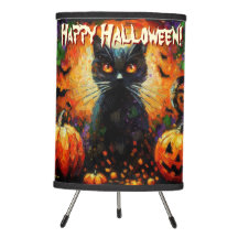 Black Cat Bats Pumpkins Whimsical Personalized