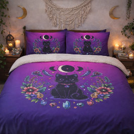 Black Cat Celestial Mystical Purple Pink