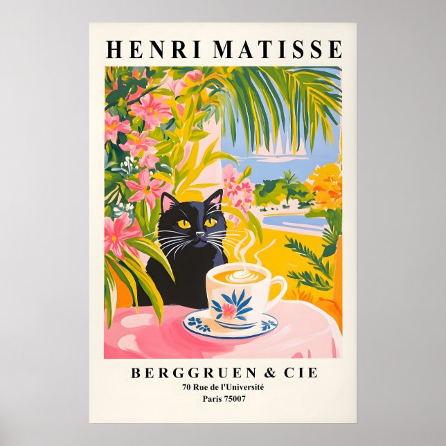 Black Cat Drinking Coffee Poster Henri Matisse (Frente)