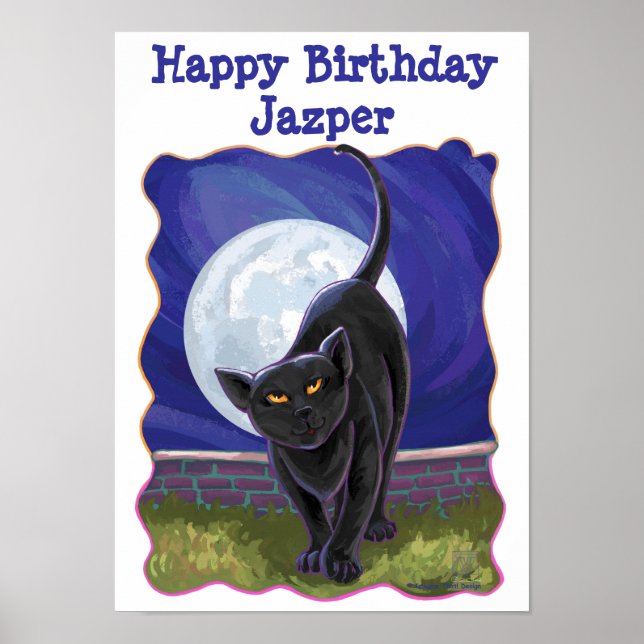 Black Cat Happy Birthday Poster (Frente)