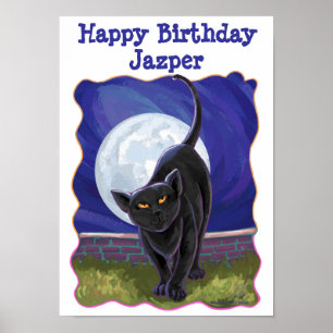 Black Cat Happy Birthday - Poster do Partido Perso