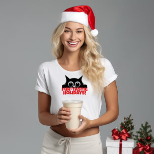 Black Cat Lovers' Nome engraçado de Natal T-Shirt