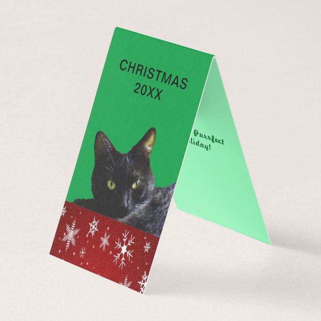 Black Cat Natal 20XX no Snowflakes Tent Card (Frente)