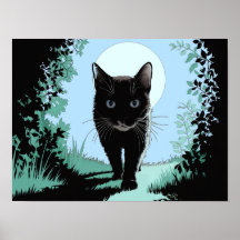 Black Cat Out of the Moonlight Poster