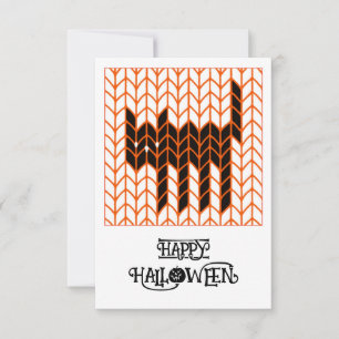 BLACK CAT TRICOT 3x5 Cartão Plano de Halloween