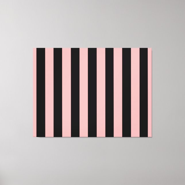Black & Coral Pink Striped Canvas Wall Art (Frente)