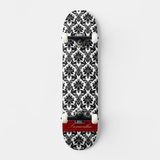 Black Damask Lace Broquade Old School skate (Frente)