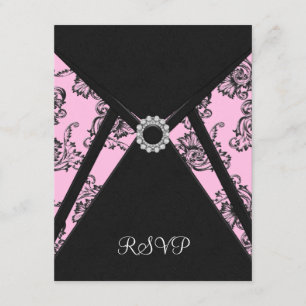 Black Damask Rosa Elegante Black RSVP