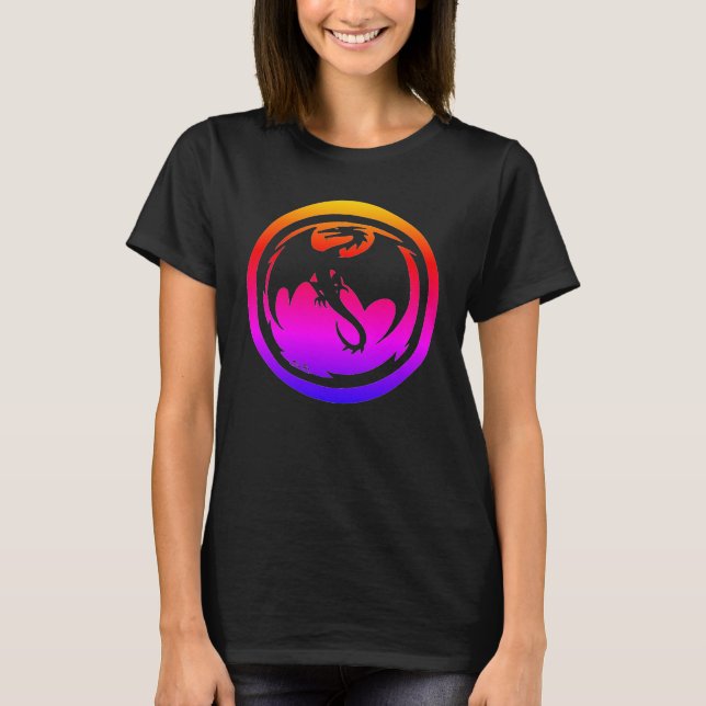 Black Dragon neon women black t-shirt (Frente)