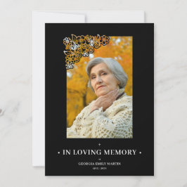 Black Floral Frame Elegant Photo Funeral