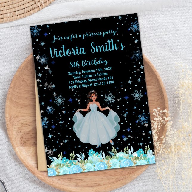 Black Floral Princesa Aniversário Convites (Black Floral Princess Birthday Invitations)