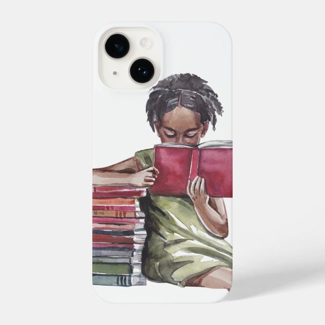 Black Girl Reading Books Illustration (Verso)