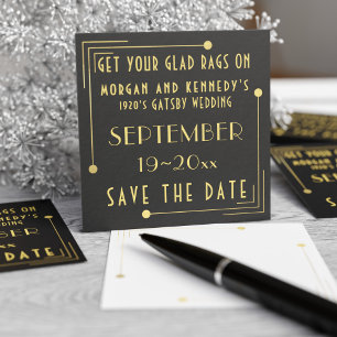 Black Gold Anos 1920 Save The Dates 50 unidades pa