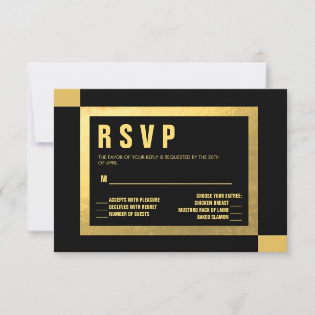 Black + Gold Foil RSVP | CASAMENTOS (Frente)