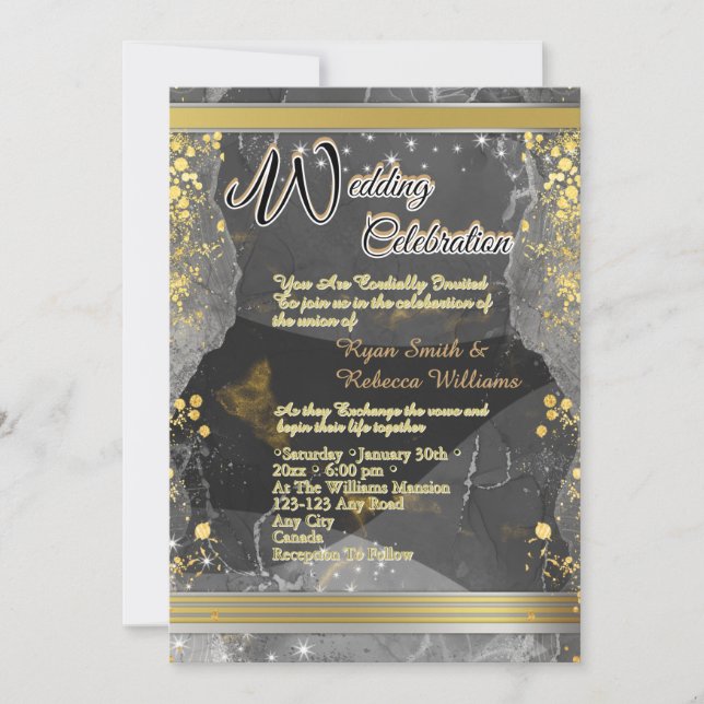 Black & Gold Marble Flat Card  (Frente)
