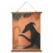 Black Greyhound Washing Paws Wall Art