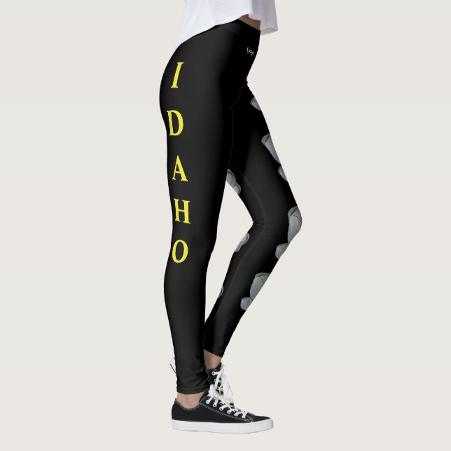 Black Idaho State Syringa Flower Leggings (Direita)
