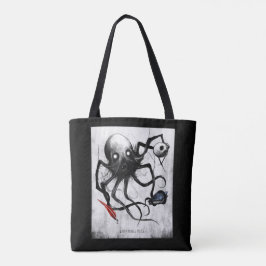 Black Inky Bones Press Octopus Tote
