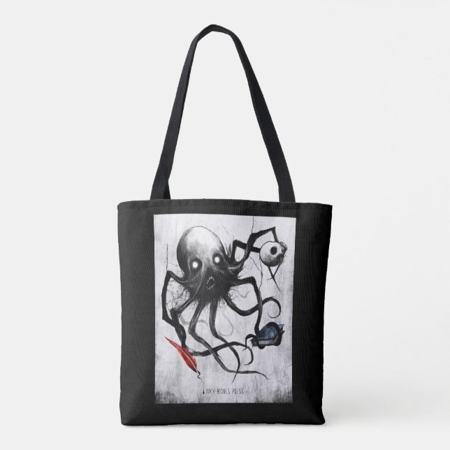 Black Inky Bones Press Octopus Tote (Verso)