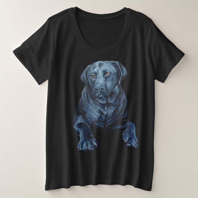 Black Labrador Camisa Blue Dog Plus T-shirts de ta (Frente do Design)