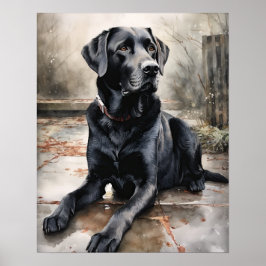 Black Labrador Retriever Dog Art Impressão