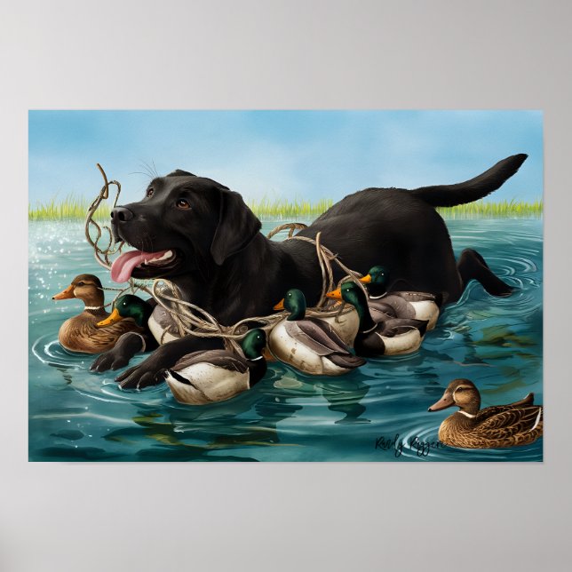 Black Labrador Retriever, Duck Hunters Poster (Frente)