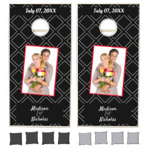Black Lawn Game Photo White Font Cornhole