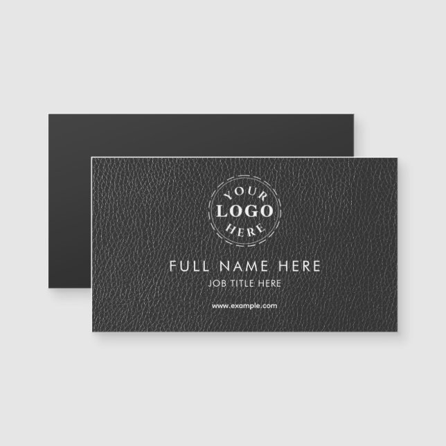 Black Leather Pattern Magnetic Business Card (Frente/Verso)