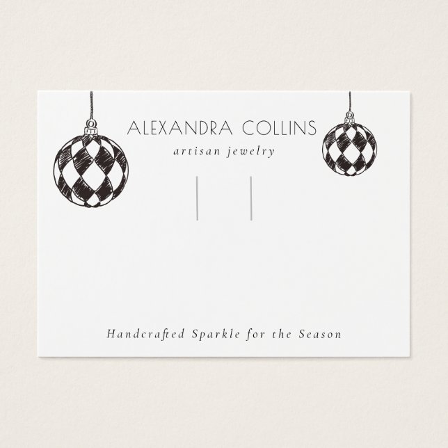 Black Line Art Bauble Festive Hairclip Display (Frente)